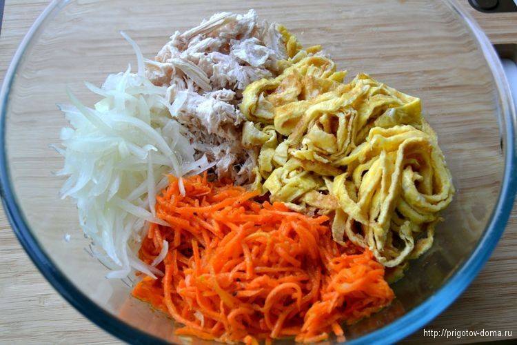 Салат итальянский с блинами и копченой курицей: рецепты