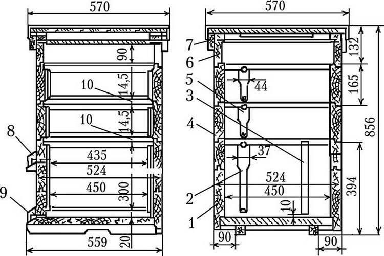 Размеры улья дадан на 10 рамок чертеж