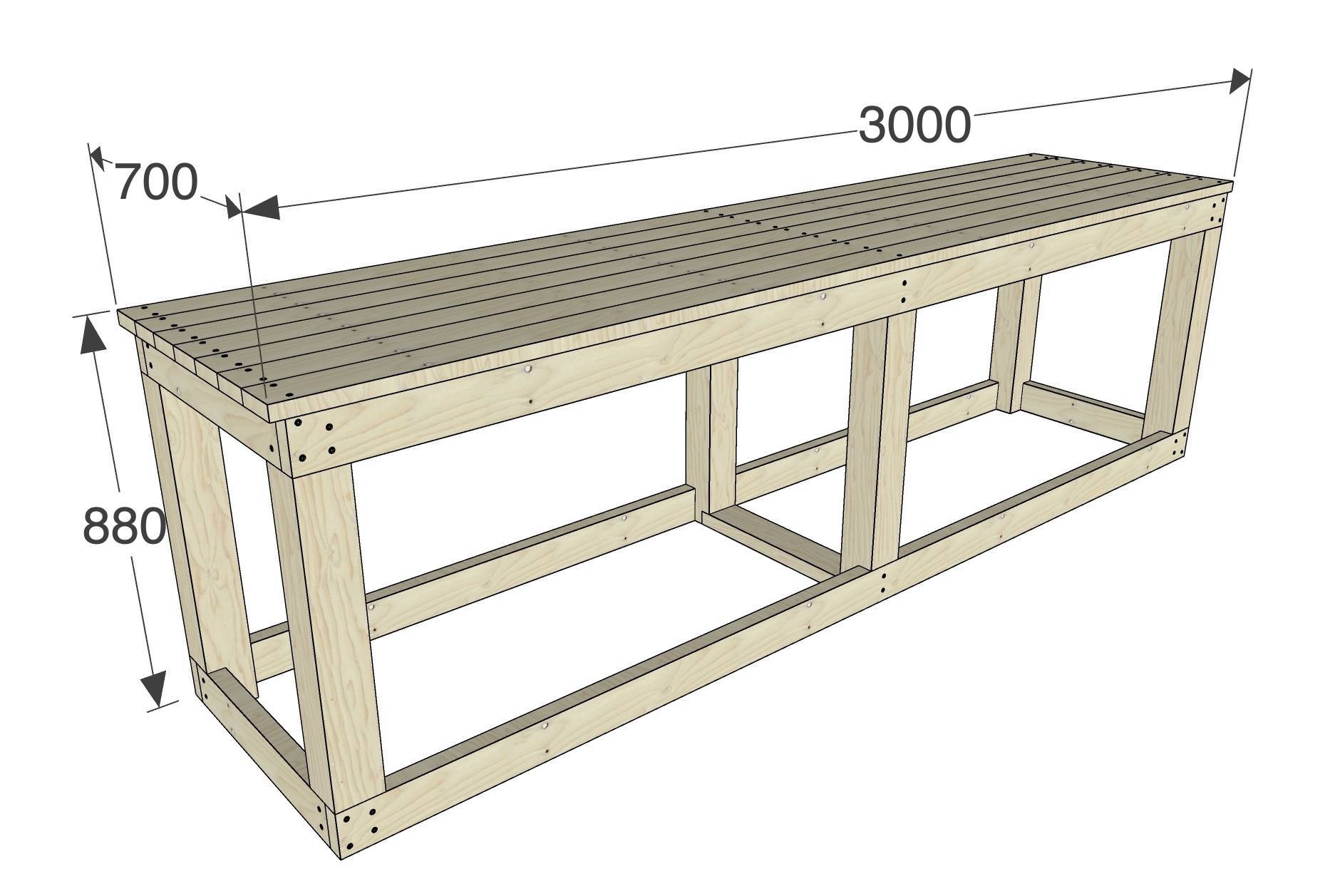 Верстак из бруса 50x100