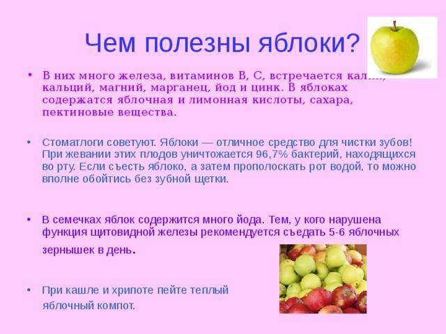Витамины в яблоках, список ценных компонентов и польза