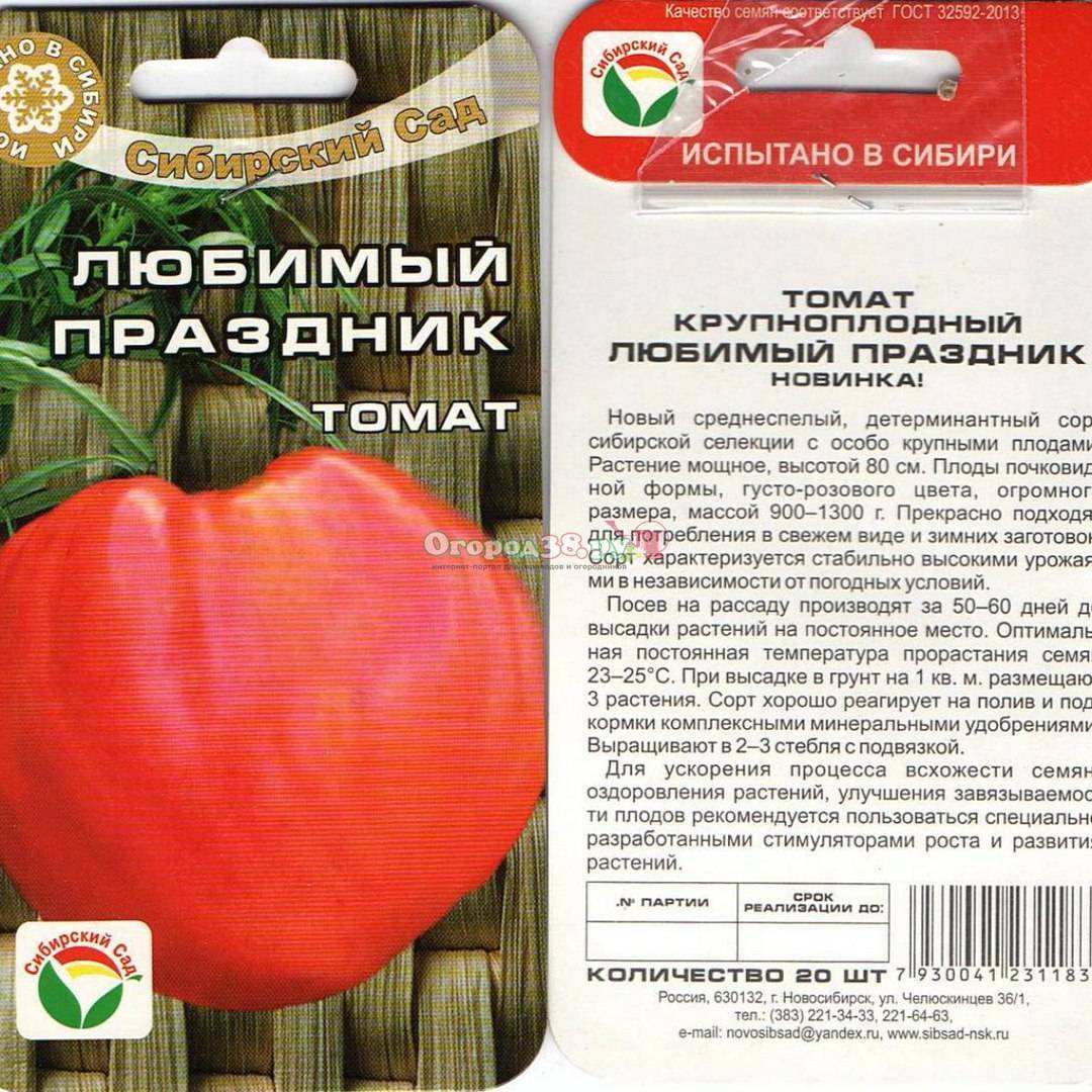 Описание томата Любимый праздник и правила выращивания рассады