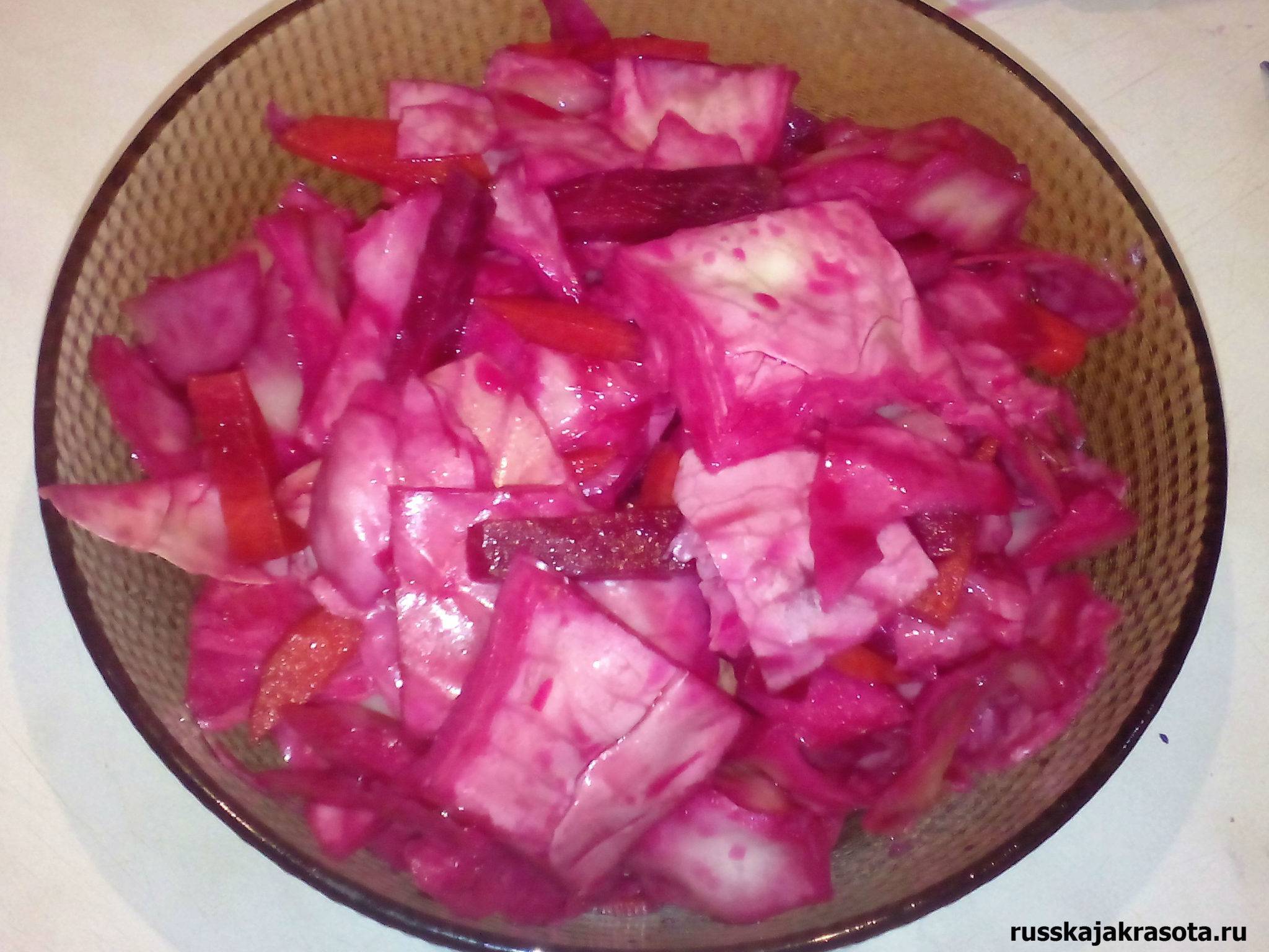 Рецепты быстрой приготовления маринованной капусты со свеклой на зиму с уксусом и без