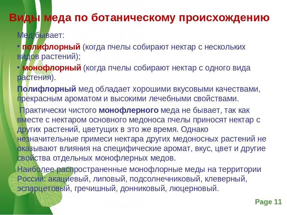 Монофлерный и полифлерный мёд