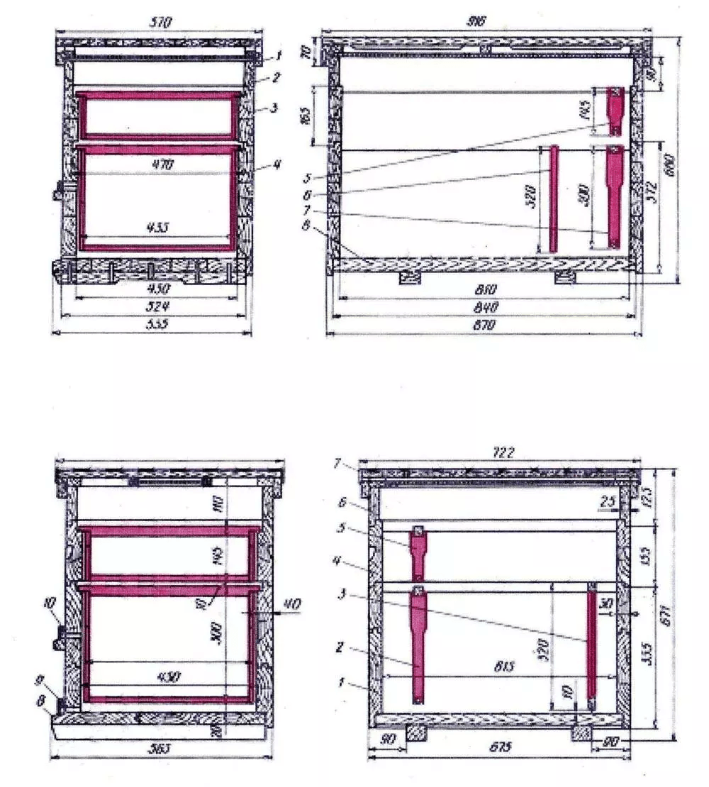 Улей лежак на 24 рамки: чертеж, конструкция, размеры улья