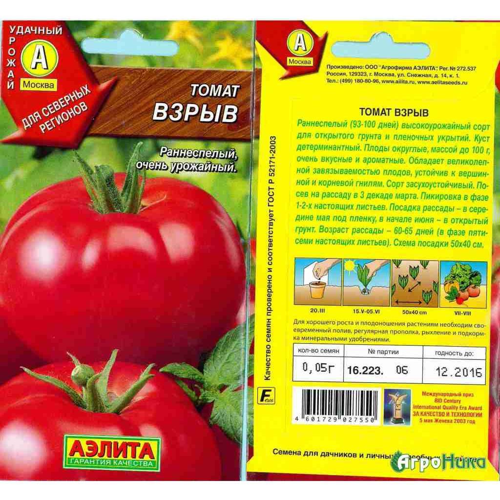 Описание и характеристики томатов сорта Взрыв, урожайность и выращивание