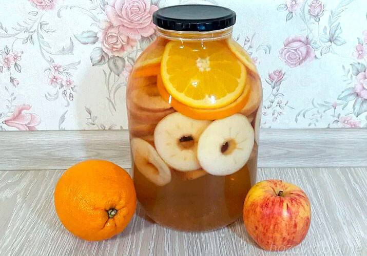 Компот из яблок на зиму с апельсином, рецепт на 3 литровую банку