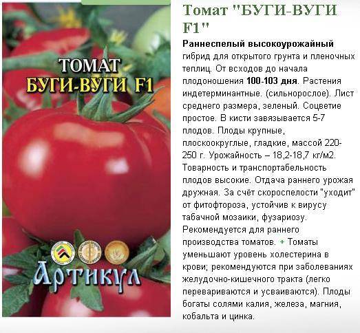 Описание томата Буги-Вуги, характеристика и особенность выращивания