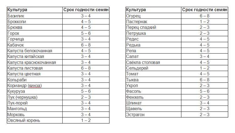 Какой срок всхожести семян