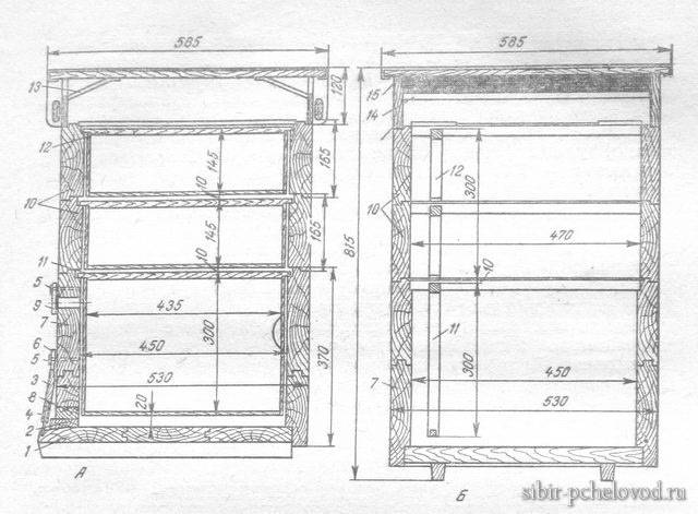 Ульи для пчел размеры чертежи стандарт