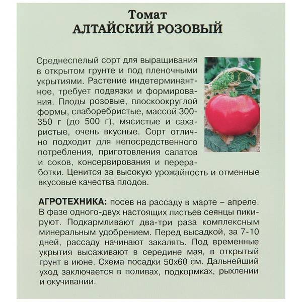 Томат «алтайский розовый»: фото и описание, урожайность, отзывы